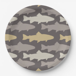 Assiettes En Carton Motif d'attraits de pêche de mouche
