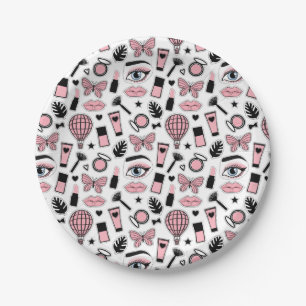 Assiettes En Carton Motif d'autocollant de maquillage