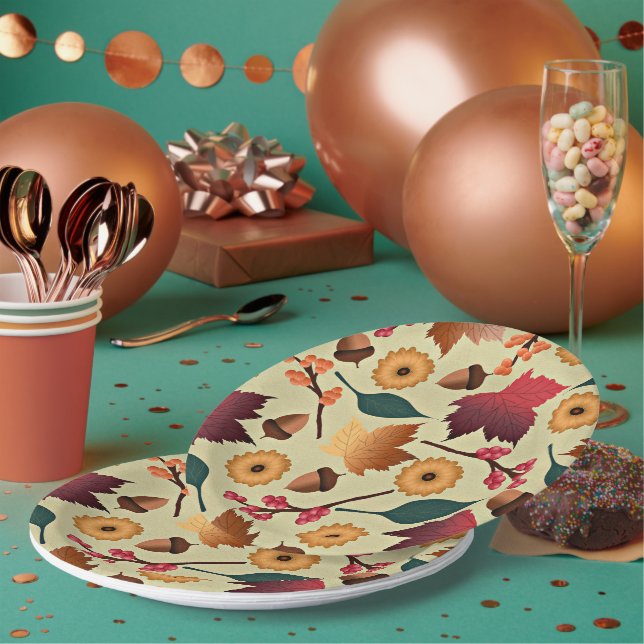 Assiettes En Carton Motif d'automne coloré (Multi)