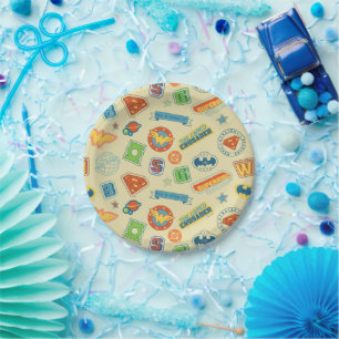 Assiettes En Carton Motif de badge de super-héros de la Ligue de la ju