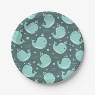 Assiettes En Carton Motif de baleine mignonne sur Anniversaire de enfa