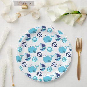 Assiettes En Carton Motif De Baleines, Beaux Baleines, Baleines Bleues
