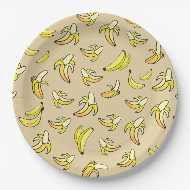 Assiettes En Carton Motif de banane (Devant)