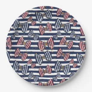 Assiettes En Carton Motif de bandes de ruban patriotique