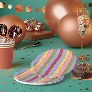 Assiettes En Carton Motif de bandes verticales colorées
