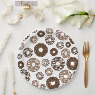 Assiettes En Carton Motif de beignes, beignets de chocolat, beignets d