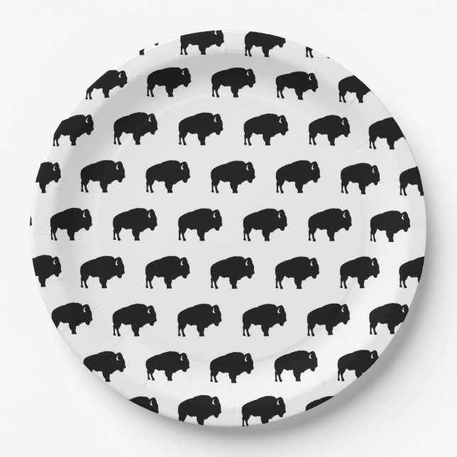 Assiettes En Carton motif de bison (Devant)