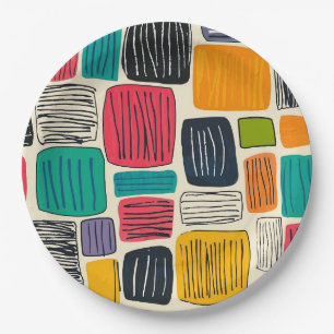 Assiettes En Carton Motif de boîte coloré vibreant (2)