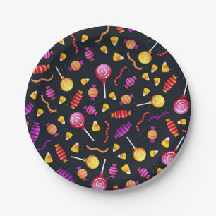Assiettes En Carton Motif de bonbons d'Halloween