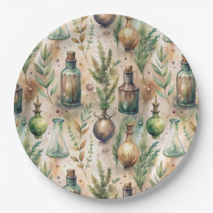 Assiettes En Carton Motif de bouteilles apothécaires vintages (3)