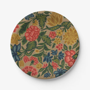 Assiettes En Carton Motif de broderie florale au crewel vintage