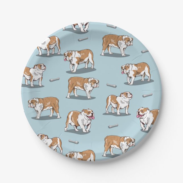 Assiettes En Carton Motif de bulldog anglais (Devant)