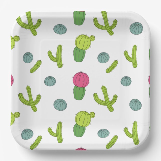 Assiettes En Carton Motif de Cactus du désert (Recto)
