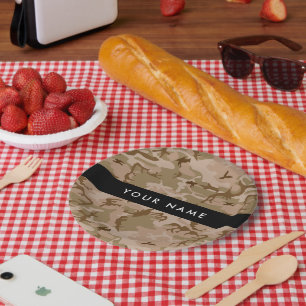 Assiettes En Carton Motif de camouflage du désert, Votre nom, Personna