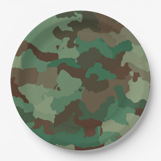 Assiettes En Carton Motif de camouflage militaire (armée) (Devant)