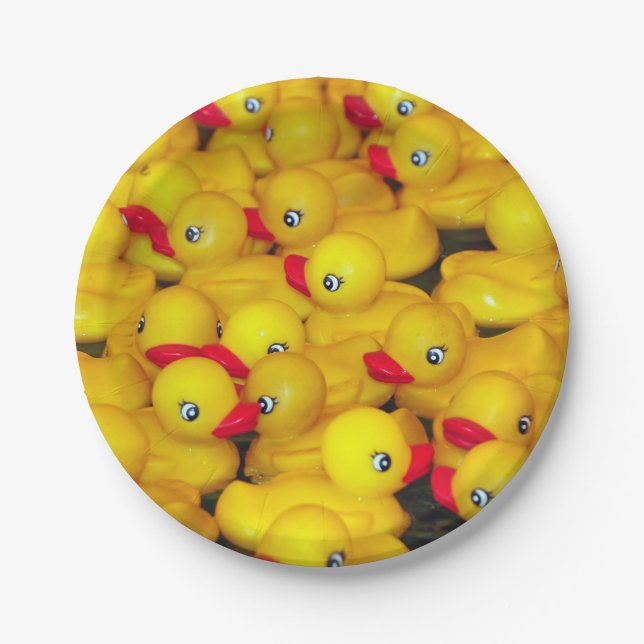 Assiettes En Carton motif de canards en caoutchouc jaune pâle (Devant)
