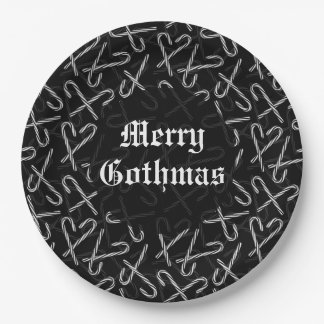 Assiettes En Carton Motif de canne à bonbons noire et blanche pour Got