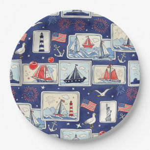 Assiettes En Carton Motif de carreau en papier découpé patriotique en