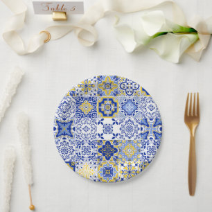 Assiettes En Carton Motif de carreaux portugais 