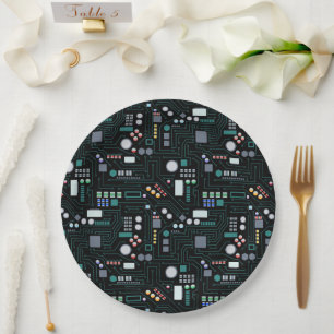 Assiettes En Carton Motif de carte de circuit informatique