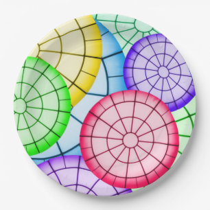 Assiettes En Carton Motif de cercles abstraits colorés vifs