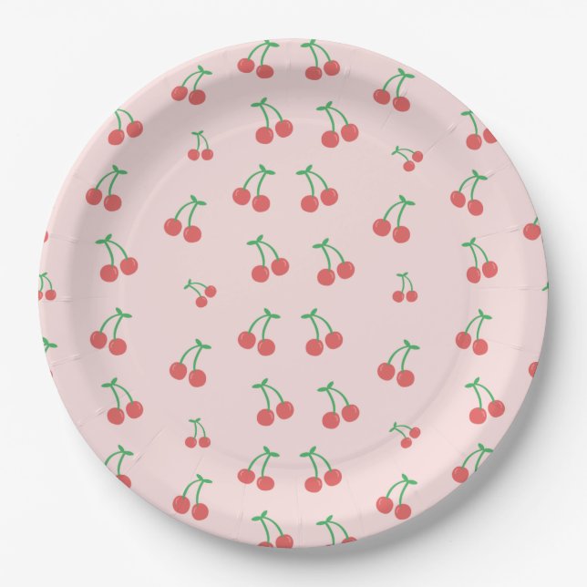 Assiettes En Carton Motif de cerise douce (Devant)