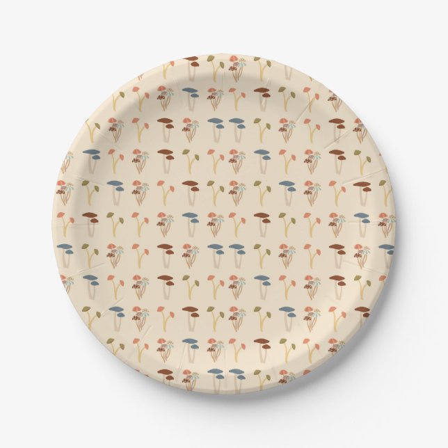 Assiettes En Carton Motif de champignons (Devant)