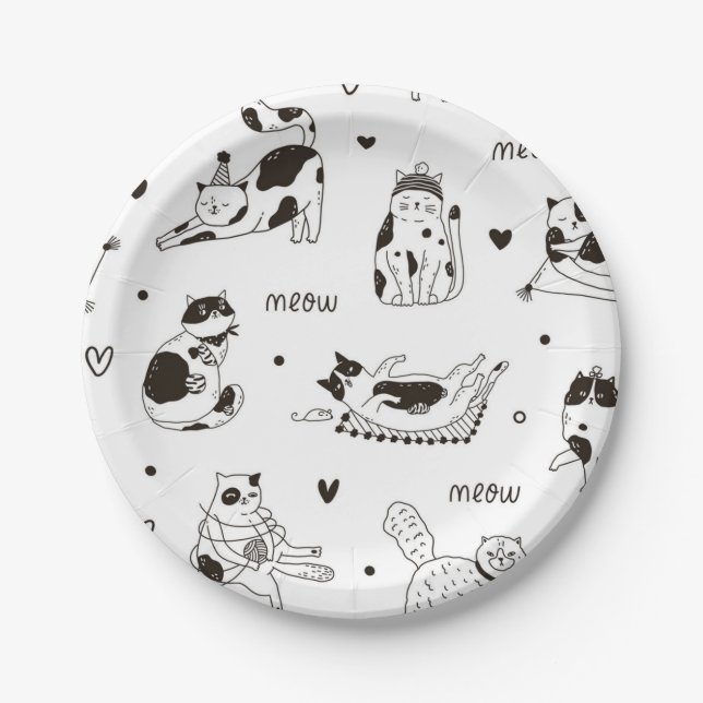 Assiettes En Carton Motif de chat (Devant)