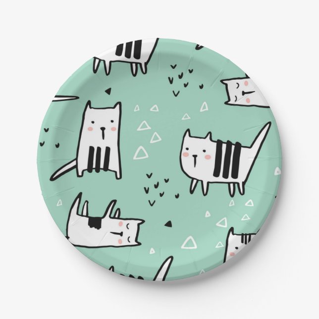 Assiettes En Carton Motif de chat (Devant)
