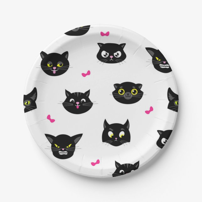 Assiettes En Carton Motif de chat (Devant)