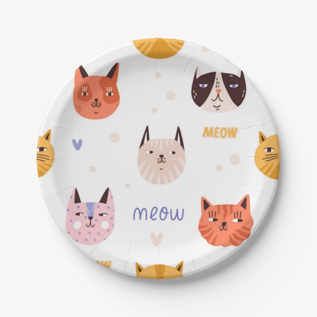 Assiettes En Carton Motif de chat (Devant)