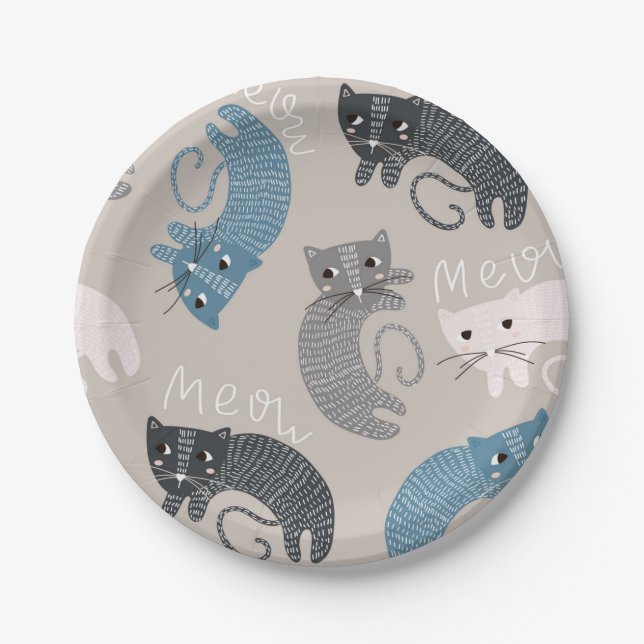 Assiettes En Carton Motif de chat (Devant)