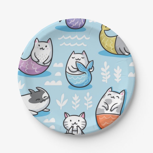 Assiettes En Carton Motif de chat (Devant)