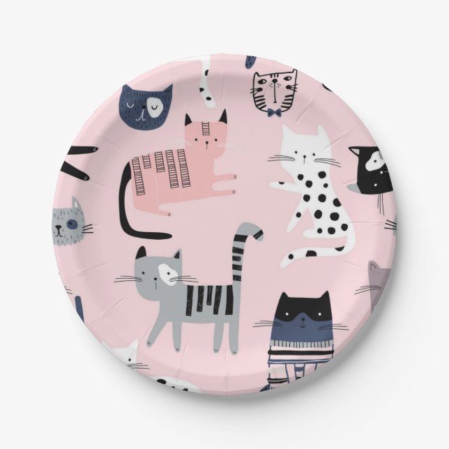 Assiettes En Carton Motif de chat (Devant)