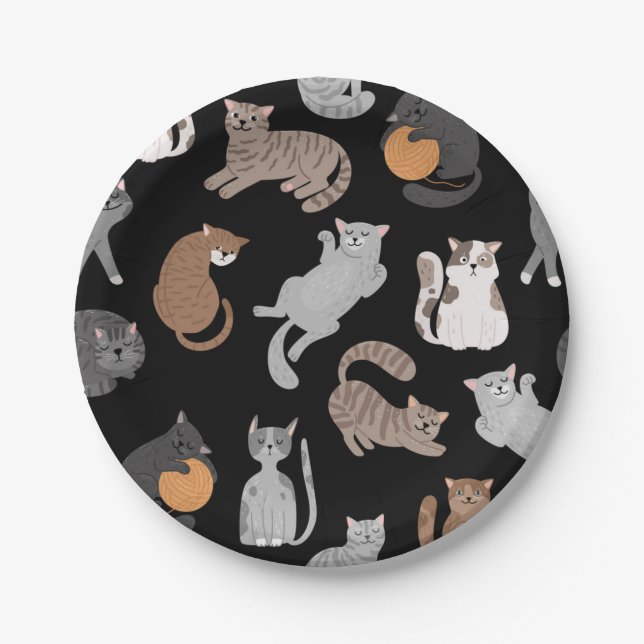 Assiettes En Carton Motif de chat (Devant)