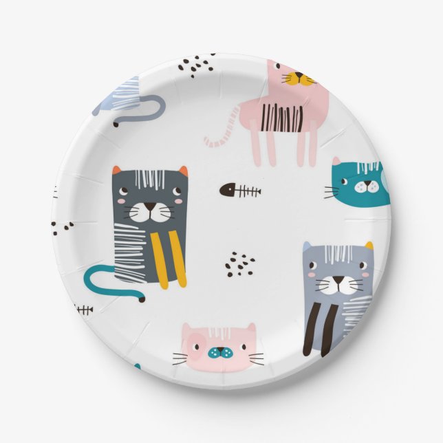 Assiettes En Carton Motif de chat (Devant)