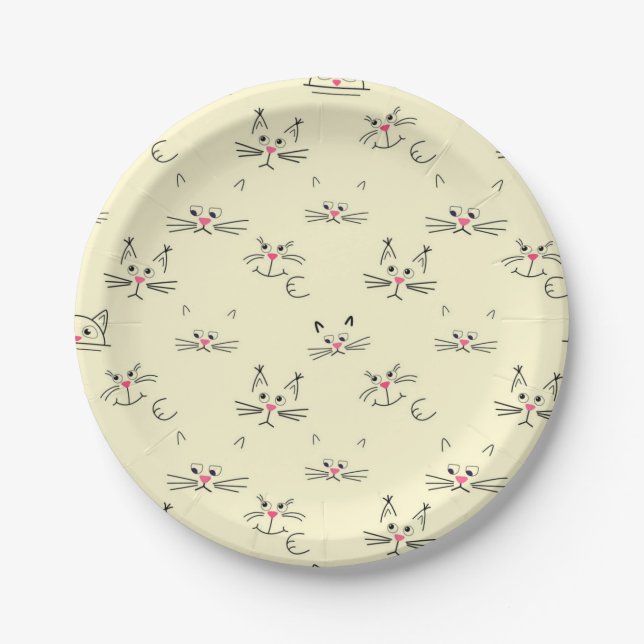 Assiettes En Carton Motif de chat (Devant)