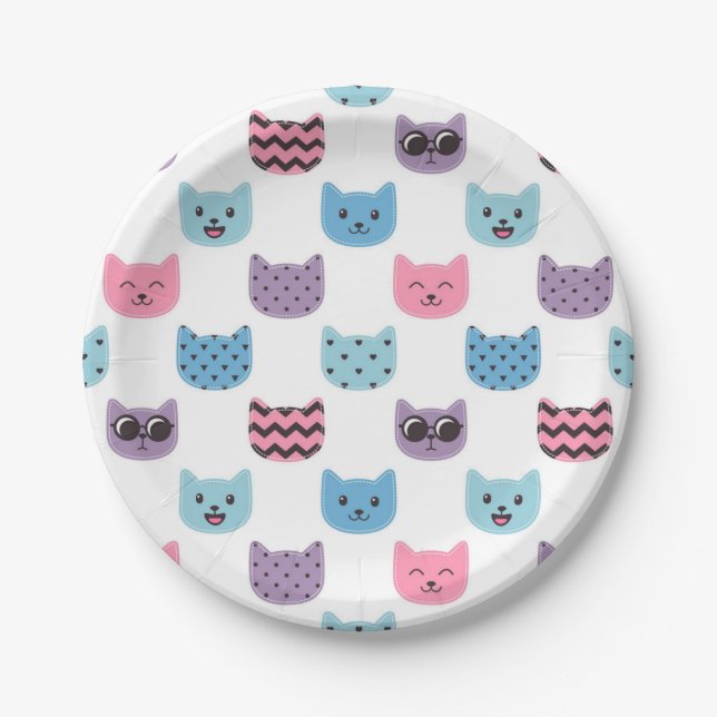 Assiettes En Carton Motif de chat (Devant)