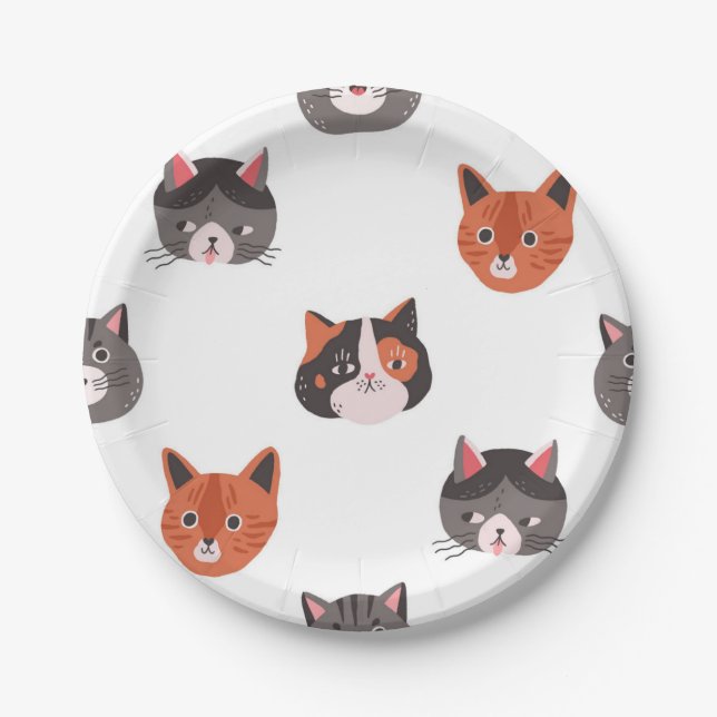 Assiettes En Carton Motif de chat (Devant)