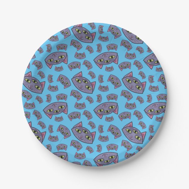 Assiettes En Carton Motif de chat Alien (Devant)