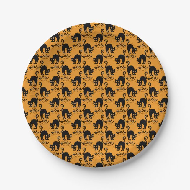 Assiettes En Carton Motif de chat jaune effrayé (Devant)