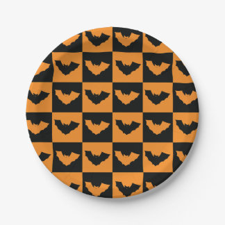 Assiettes En Carton Motif de chèques d'Halloween avec chauves-souris