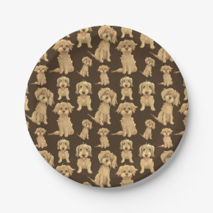Assiettes En Carton Motif de chien Brown labradoodle doré