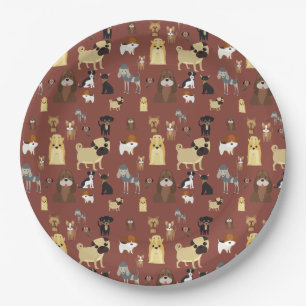 Assiettes En Carton motif de chiens arrière - plans marron.