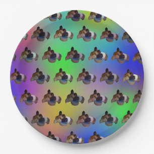 Assiettes En Carton Motif de Chiens de Guinée arc-en-ciel, Plaques d'a