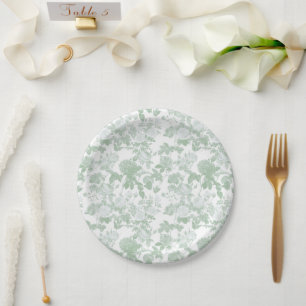 Assiettes En Carton Motif de chinoiserie française de roses florales v