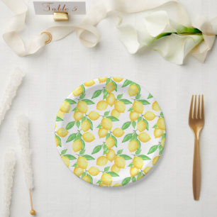 Assiettes En Carton Motif de citron agrume méditerranéen