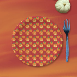 Assiettes En Carton Motif de citrouille et de Jack-o-Lantern pour Hall