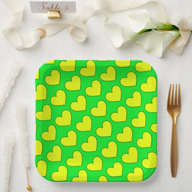 Assiettes En Carton Motif de coeur (Mariage)