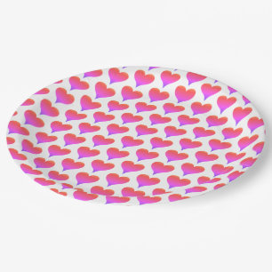 Assiettes En Carton Motif de cœurs ombrés rose violet